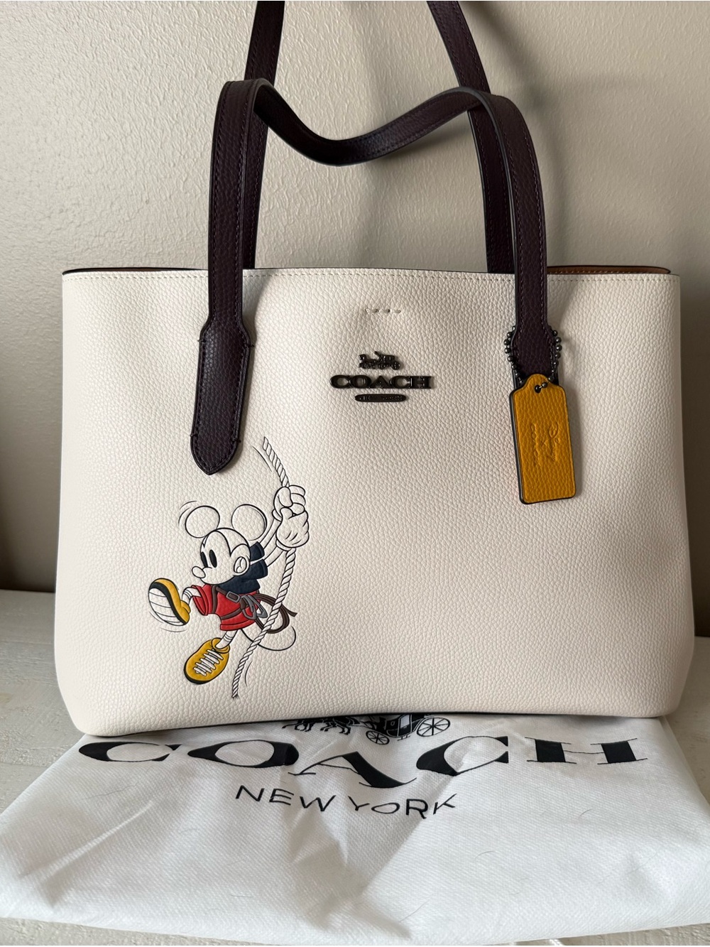 Coach White Leather Mickey Tote, Japan Exclusive